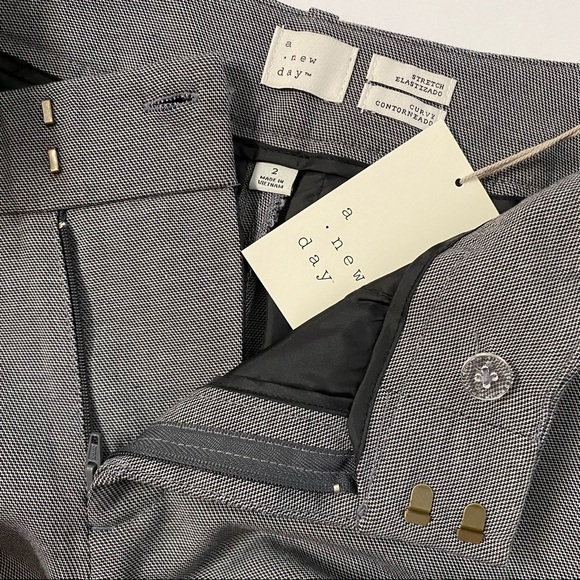 A New Day Gray Grey Curvy Stretch Split Hem Dress Pants 2 - Picture 2 of 9